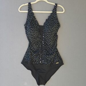 Lascana For Venus Black and White Polka Dot Swimsuit Women 16 NWOT